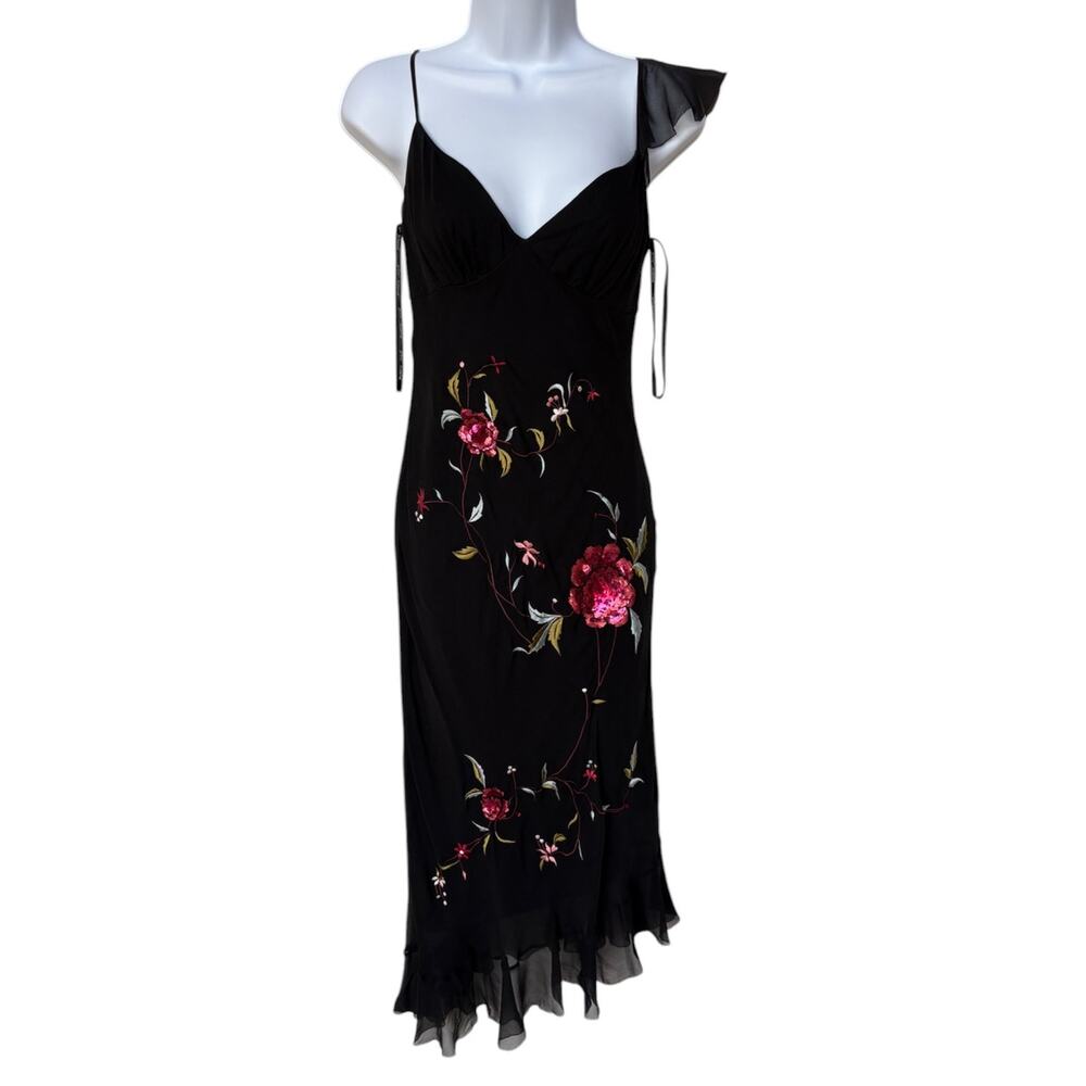 Betsey Johnson Vintage Slip Dress with Embroidery and 3D Sequins - 90's - size 6